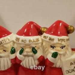 Vintage Three Wise Santas Christmas Ceramic Bank Figurine Japan RARE