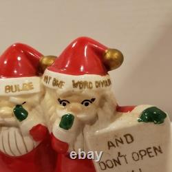 Vintage Three Wise Santas Christmas Ceramic Bank Figurine Japan RARE