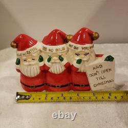 Vintage Three Wise Santas Christmas Ceramic Bank Figurine Japan RARE