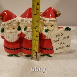 Vintage Three Wise Santas Christmas Ceramic Bank Figurine Japan RARE