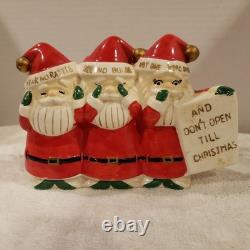Vintage Three Wise Santas Christmas Ceramic Bank Figurine Japan RARE