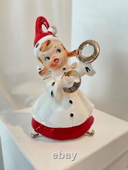 Vintage Ucagco Ceramic Christmas Angel Bell withCymbals Figurine ADORABLE