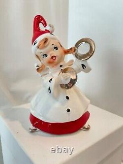 Vintage Ucagco Ceramic Christmas Angel Bell withCymbals Figurine ADORABLE