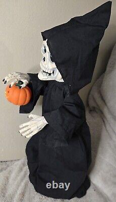 Vintage Witch Time Skeleton Halloween Animated LightUp 1989 Figure 21 READ 1ST