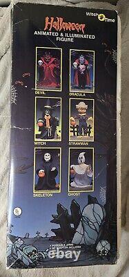 Vintage Witch Time Skeleton Halloween Animated LightUp 1989 Figure 21 READ 1ST