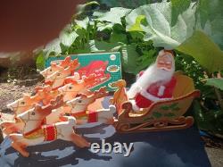 Vintage Woolworth's 1950s Santa Sleigh In Box And 6 Reindeer Japan