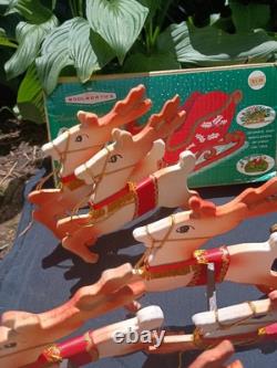 Vintage Woolworth's 1950s Santa Sleigh In Box And 6 Reindeer Japan