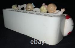 Vintage!'napco' Ceramic Christmas Planter Noel Kids On Candy Cane