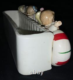 Vintage!'napco' Ceramic Christmas Planter Noel Kids On Candy Cane