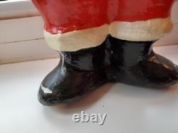 Vintage paper mache Santa Claus 18 tall, standing, red suit, flat backside