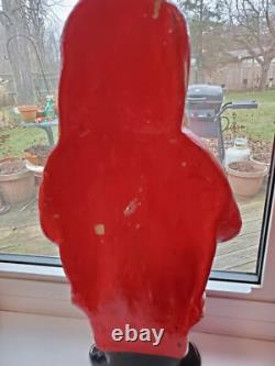 Vintage paper mache Santa Claus 18 tall, standing, red suit, flat backside