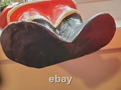 Vintage paper mache Santa Claus 18 tall, standing, red suit, flat backside
