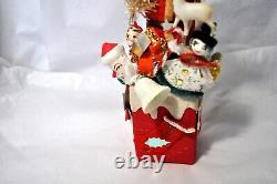 Vtg 1950's Japan Santa N Friends N Chimney Spun Cotton, Cardboard, Celluloid