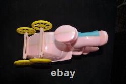 Vtg 1950's Large Rosbro Easter Candy Container Running Bunny W Baby Carriage