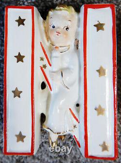 Vtg 1950's Norcrest Noel N O E L Christmas Angels Wall Pockets Candle Holders