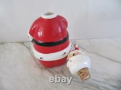 Vtg 1950s Lefton Japan Ceramic Santa Liquor Bottle Decanter, 4 mugs