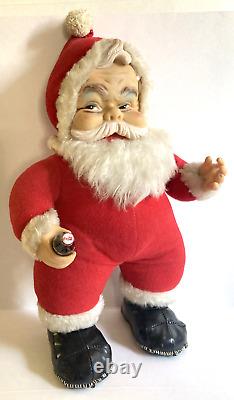 Vtg 1950s Rushton Coca Cola Santa Claus Rubber Face With Coke Bottle