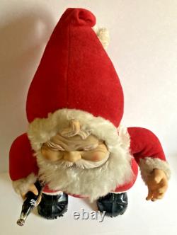 Vtg 1950s Rushton Coca Cola Santa Claus Rubber Face With Coke Bottle