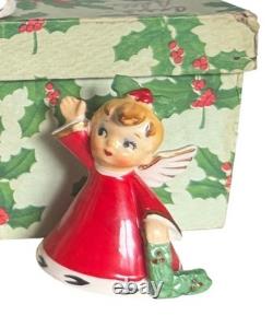 Vtg 1956 Napco NOEL 4x Angel Bell Figurine Holiday Decor Original Sticker & box