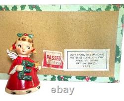 Vtg 1956 Napco NOEL 4x Angel Bell Figurine Holiday Decor Original Sticker & box