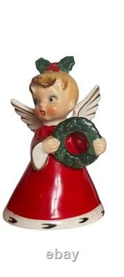 Vtg 1956 Napco NOEL 4x Angel Bell Figurine Holiday Decor Original Sticker & box