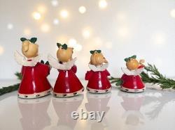 Vtg 1956 Napco NOEL 4x Angel Bell Figurine Holiday Decor Original Sticker & box