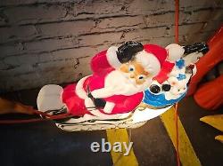 Vtg 1977 Empire 24 Santa Sleigh Toys 1550 1551 Reindeer Stand Blow Mold Cords