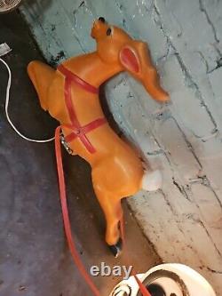 Vtg 1977 Empire 24 Santa Sleigh Toys 1550 1551 Reindeer Stand Blow Mold Cords