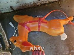 Vtg 1977 Empire 24 Santa Sleigh Toys 1550 1551 Reindeer Stand Blow Mold Cords