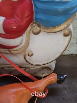 Vtg 1977 Empire 24 Santa Sleigh Toys 1550 1551 Reindeer Stand Blow Mold Cords