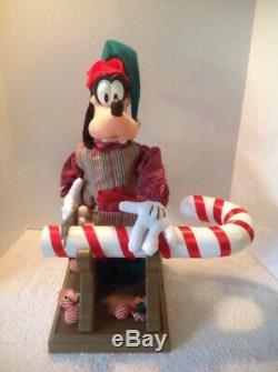 Vtg 1996 Santa's Best Disney Animated 22 Goofy Sawing Candy Cane Holiday Works