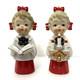 Vtg'50s Htf Ceramic Caroler Choir Pigtail Girl Christmas Figurines Japan Candle