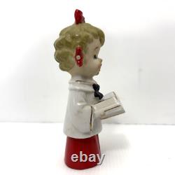 Vtg'50s HTF Ceramic Caroler Choir Pigtail Girl Christmas Figurines Japan Candle