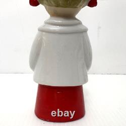 Vtg'50s HTF Ceramic Caroler Choir Pigtail Girl Christmas Figurines Japan Candle