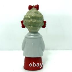 Vtg'50s HTF Ceramic Caroler Choir Pigtail Girl Christmas Figurines Japan Candle