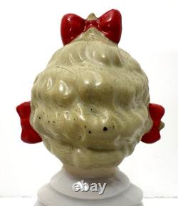 Vtg'50s HTF Ceramic Caroler Choir Pigtail Girl Christmas Figurines Japan Candle