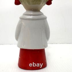 Vtg'50s HTF Ceramic Caroler Choir Pigtail Girl Christmas Figurines Japan Candle