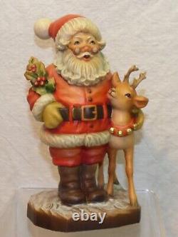Vtg 6 3/4 ANRI Sarah Kay SANTA with Reindeer Wood Xmas Figurine 206/750 Valentine