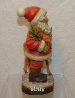 Vtg 6 3/4 ANRI Sarah Kay SANTA with Reindeer Wood Xmas Figurine 206/750 Valentine
