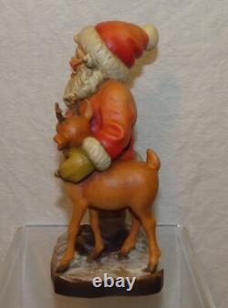 Vtg 6 3/4 ANRI Sarah Kay SANTA with Reindeer Wood Xmas Figurine 206/750 Valentine