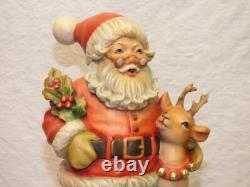 Vtg 6 3/4 ANRI Sarah Kay SANTA with Reindeer Wood Xmas Figurine 206/750 Valentine