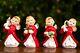Vtg Christmas 4 Girl Angels Withcandy Cane Bell Star Candle Ceramic Figurine Japan