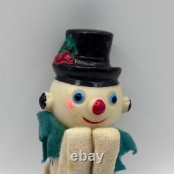 Vtg Christmas Knee Hugger Snowman Ornament 4 Felt Frosty Read Description