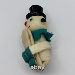 Vtg Christmas Knee Hugger Snowman Ornament 4 Felt Frosty Read Description