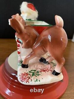 Vtg Christmas Santa & Deer Napco Candy Dish Planter Japan Mid Century Rare C10