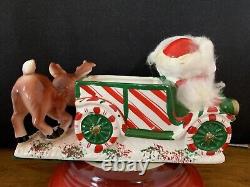 Vtg Christmas Santa & Deer Napco Candy Dish Planter Japan Mid Century Rare C10