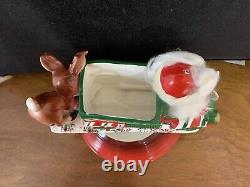 Vtg Christmas Santa & Deer Napco Candy Dish Planter Japan Mid Century Rare C10