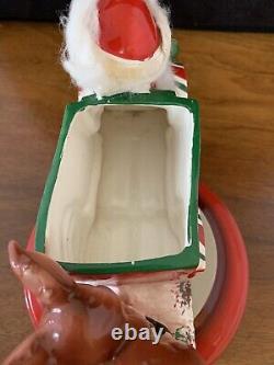 Vtg Christmas Santa & Deer Napco Candy Dish Planter Japan Mid Century Rare C10