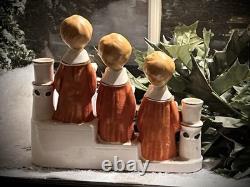 Vtg Christmas Ucagco Figurines Choir Flocked Robes Girls & Boys Decor-RARE SET
