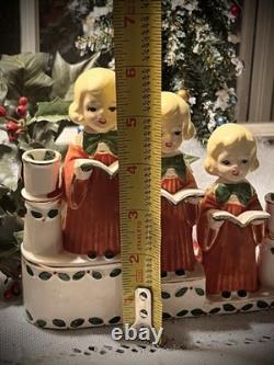 Vtg Christmas Ucagco Figurines Choir Flocked Robes Girls & Boys Decor-RARE SET